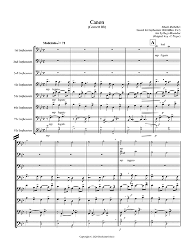 Canon (Pachelbel) (Bb) (Euphonium Octet - Bass Clef) (arr. Regis Bookshar)