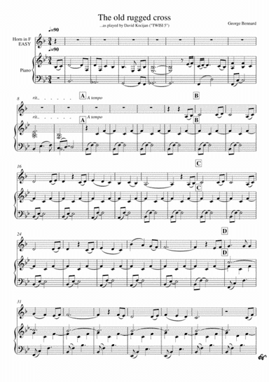 The old rugged cross (piano & horn in F) - EASY (arr. David Kocijan)