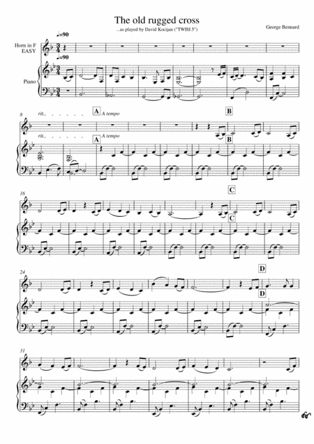 The old rugged cross (piano & horn in F) - EASY (arr. David Kocijan)