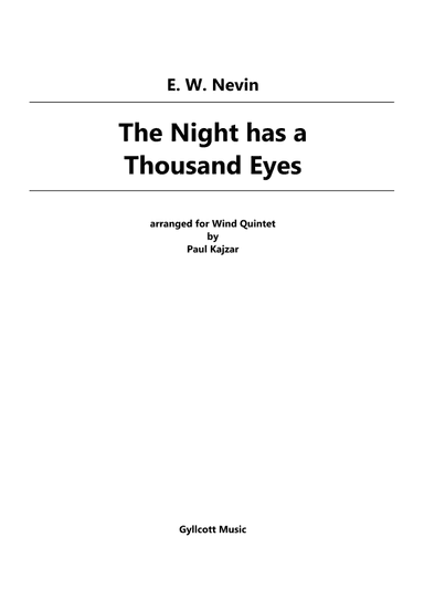 The Night has a Thousand Eyes (Wind Quintet) (arr. Paul Kajzar)