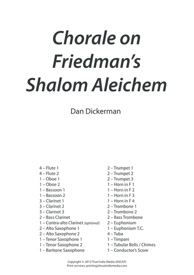 Chorale on Friedman's Shalom Aleichem