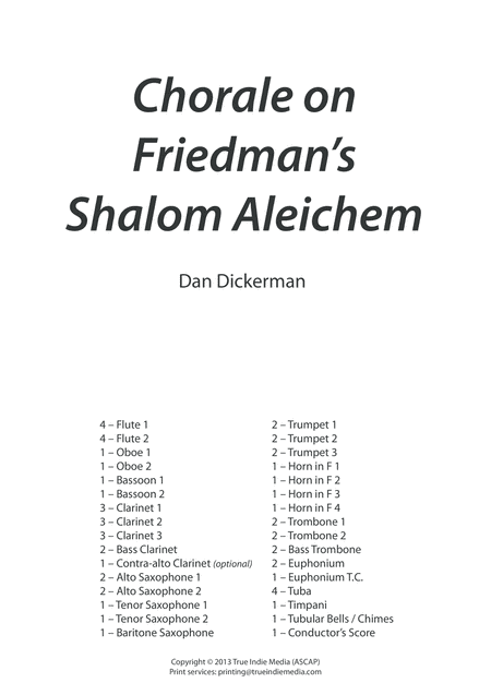 Chorale on Friedman's Shalom Aleichem