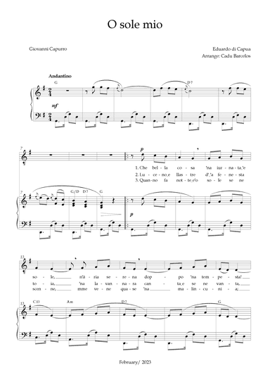 O Sole Mio (Eduardo di Capua) - G Major Chords (arr. Cadu Barcelos)