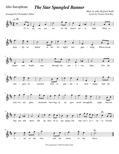 The Star Spangled Banner (Alto Saxophone) (arr. Christopher Esther)