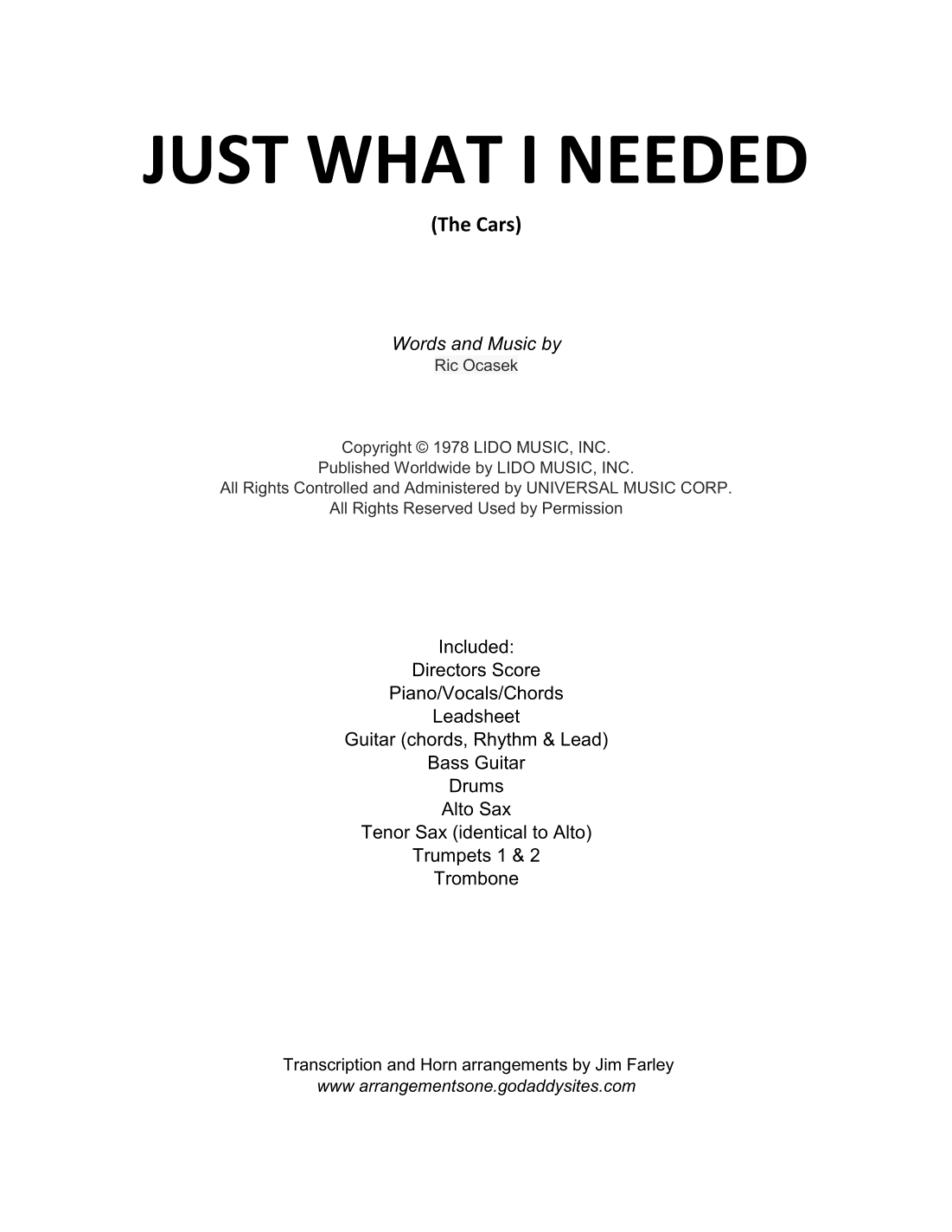 Just What I Needed (arr. Jim Farley)