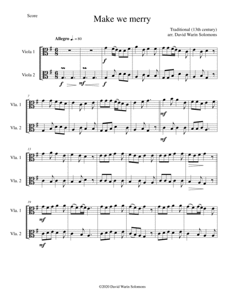 Make we merry for 2 violas (arr. David Warin Solomons)