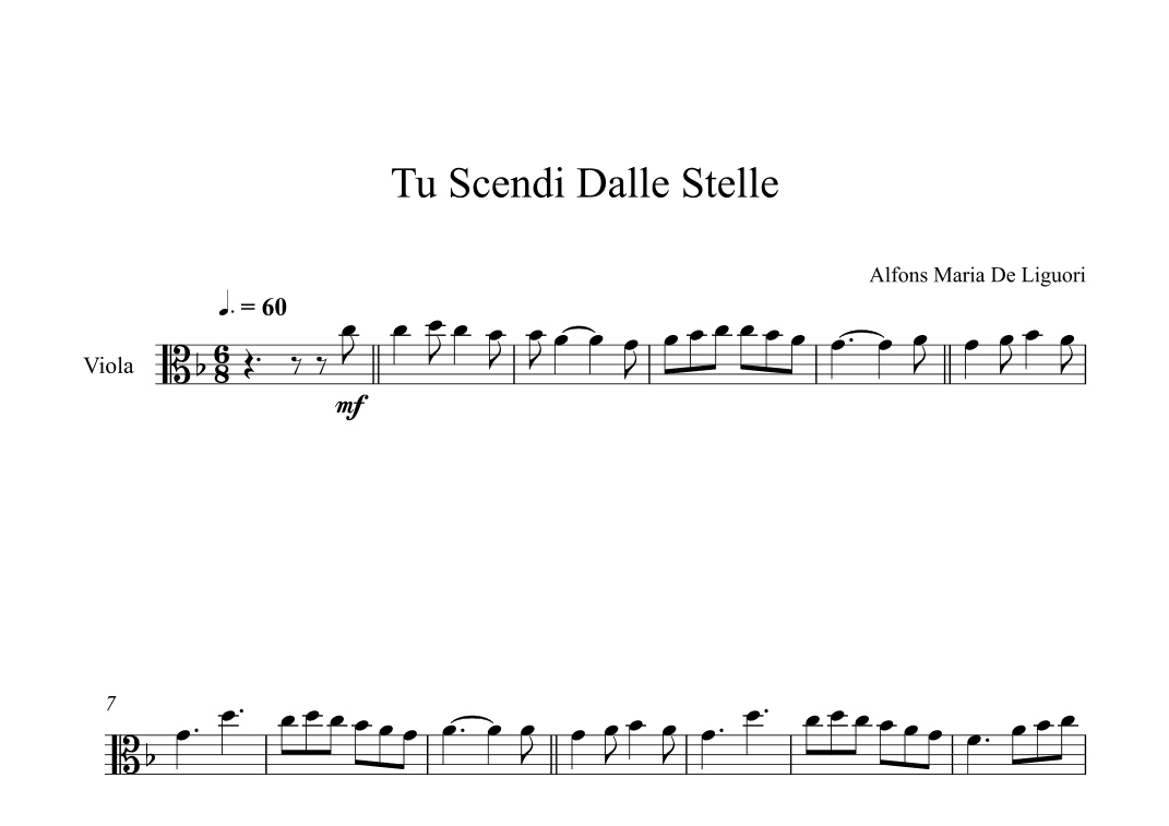 Tu Scendi Dalle Stelle - Alfons Maria De Liguori (Viola) (arr. Digital Book Music)