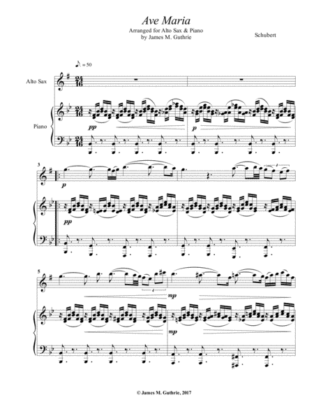 Schubert: Ave Maria for Alto Sax & Piano (arr. James M. Guthrie, ASCAP)