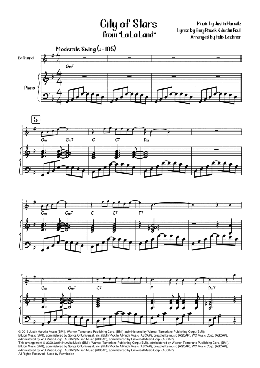 City Of Stars (arr. Felix Lechner)