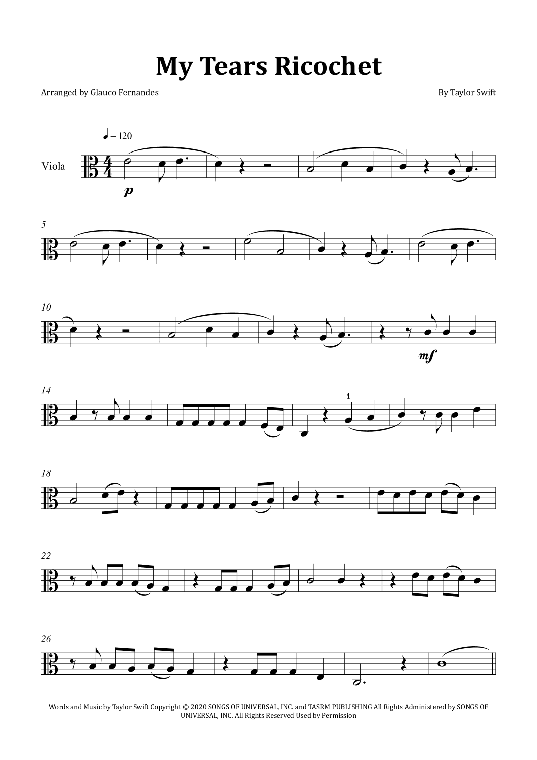 My Tears Ricochet (arr. Glauco Fernandes)