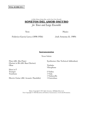 Sonetos del amor oscuro (Full Score)
