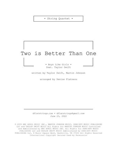 Two Is Better Than One (arr. Denise Flatness)
