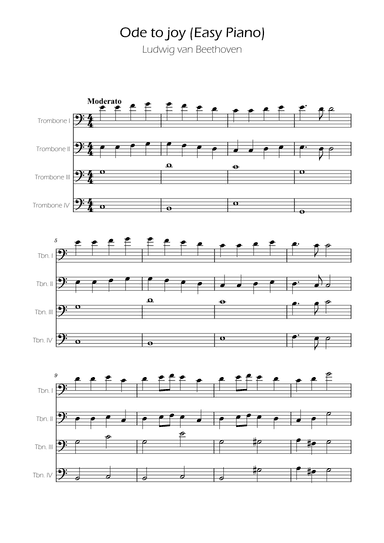 Ode To Joy - Easy Trombone Quartet (arr. Ygor Nunes)