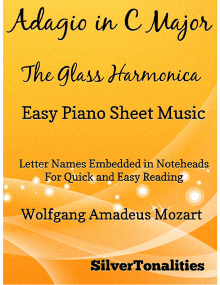 Adagio in C Major Glass Harmonica Easy Piano Sheet Music (arr. SilverTonalities)