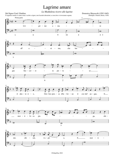 La Maddalena ricorre alle lagrime: Lagrime amare (arr. Early Music Scores)
