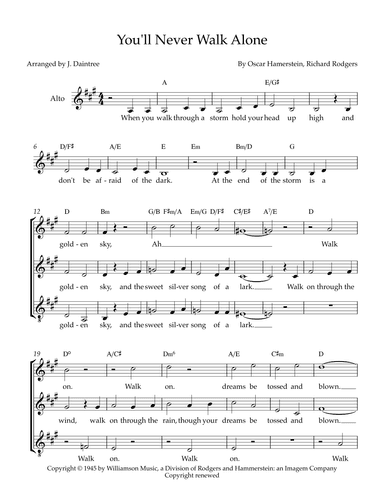 You'll Never Walk Alone (arr. J. Daintree)