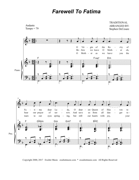 Farewell To Fatima (2-part choir) (arr. Exultet Music)