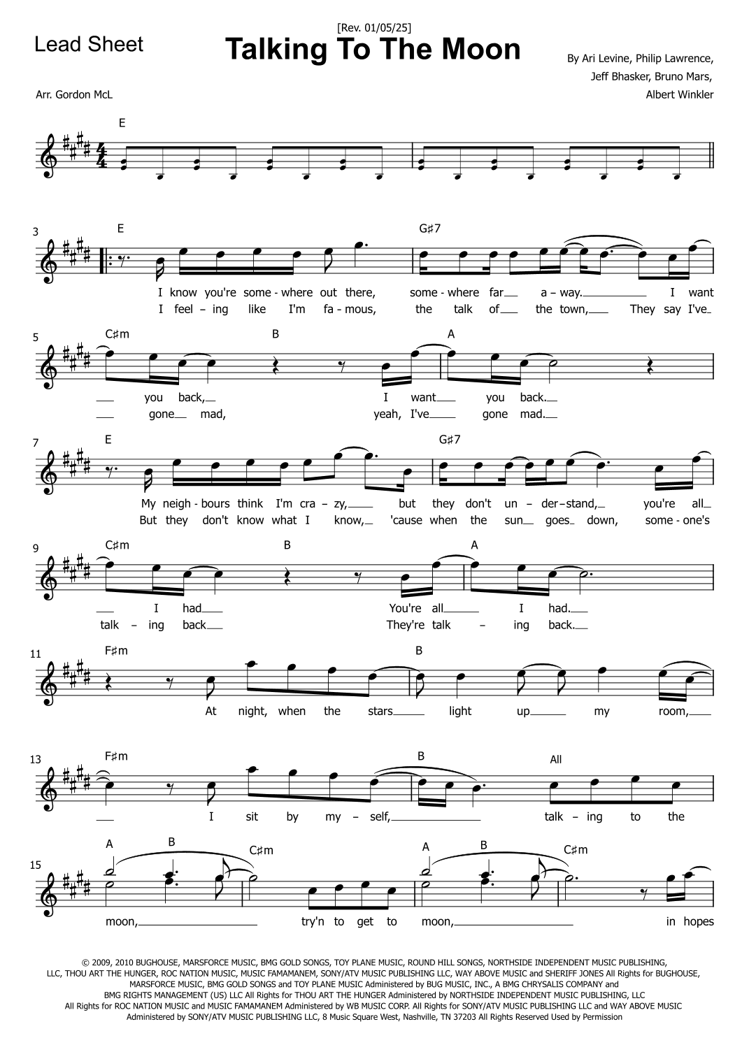 Talking To The Moon (arr. Gordon McLaren)