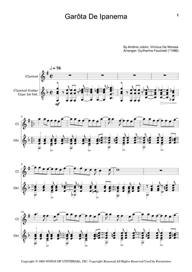 Garôta De Ipanema (arr. Guilherme Facchetti)
