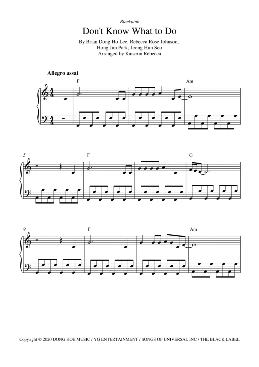 Don't Know What To Do (arr. Kaiserin Rebecca)