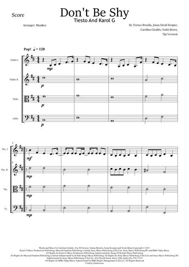 Don't Be Shy (arr. Musikeo)