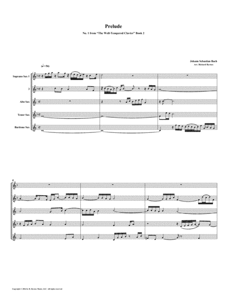 Prelude 01 from Well-Tempered Clavier, Book 2 (Saxophone Quintet) (arr. Richard Byrnes)