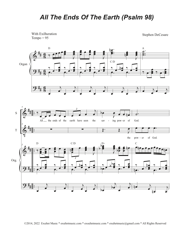All The Ends Of The Earth (Psalm 98) (Duet for Soprano and Tenor solo)