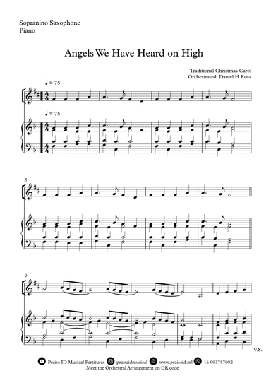 Angels We Have Heard on High  - Gloria in excelsi Deo - Easy Sopranino Saxophone and Piano (arr. Daniel H Rosa)