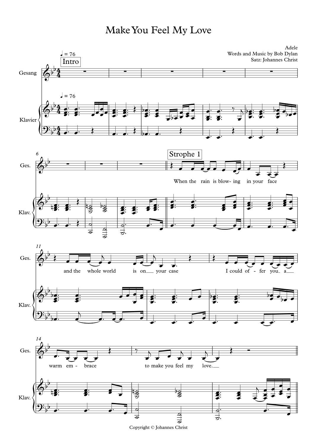 Make You Feel My Love (arr. Johannes Christ)