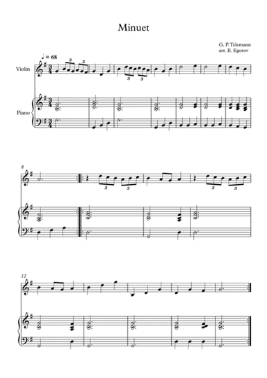 Minuet, Georg Philipp Telemann, For Violin & Piano