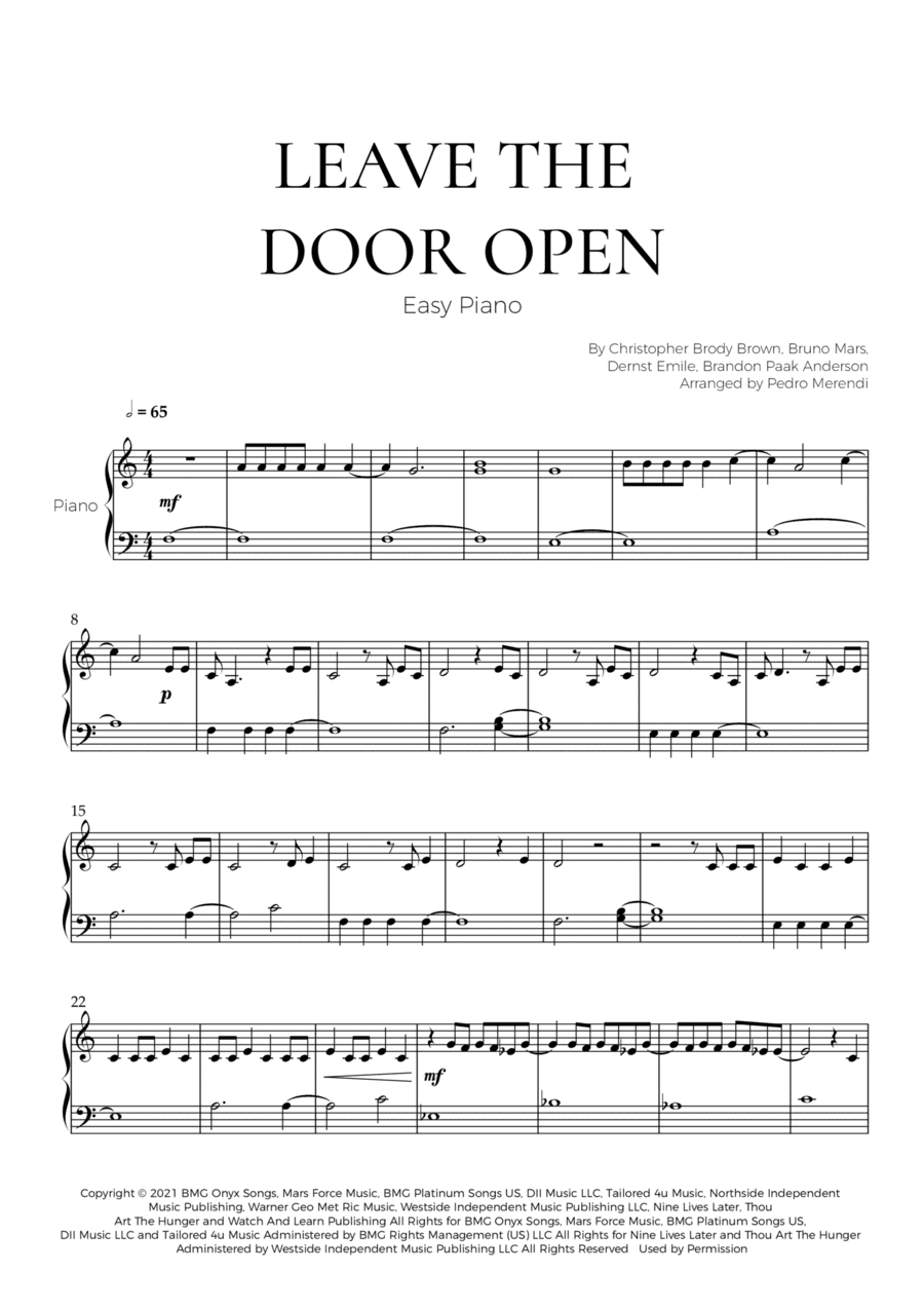 Leave The Door Open (arr. Pedro Merendi)