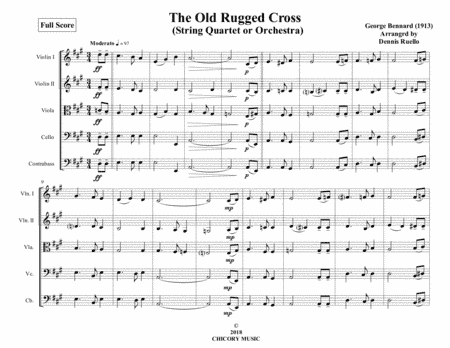 The Old Rugged Cross - String Quartet or Orchestra - Intermediate (arr. Dennis Ruello)