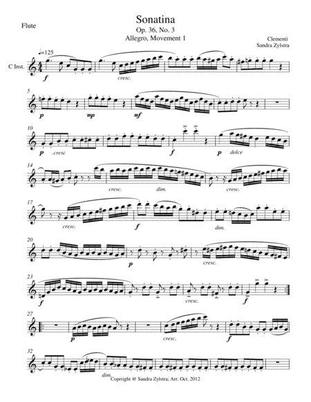 Sonatina-Clementi (Op. 36, No. 3) (treble C instrument only) (arr. Sandra Zylstra)