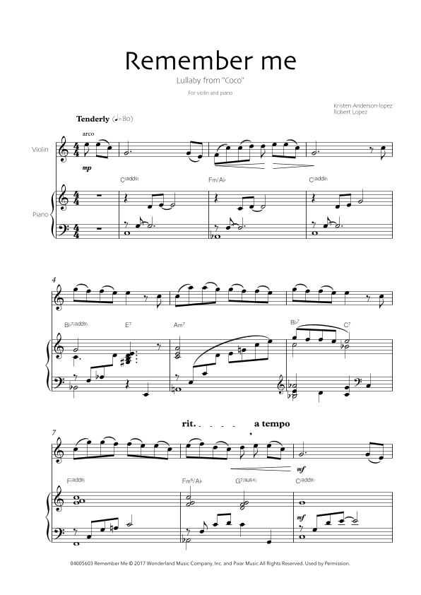 Remember Me (lullaby) (arr. Robin Hood Editions)