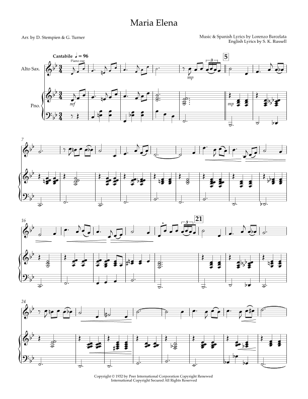 Maria Elena (arr. Debra E. Stempien, Gregory H. Turner)