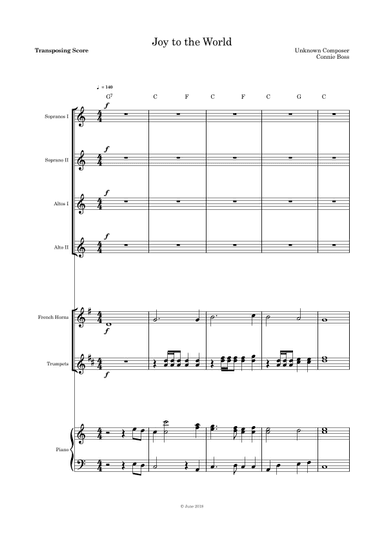 Joy to the World - SSAA Brass instruments and piano (arr. Connie Boss)