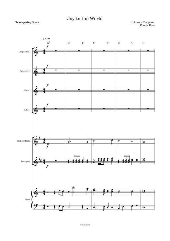 Joy to the World - SSAA Brass instruments and piano (arr. Connie Boss)