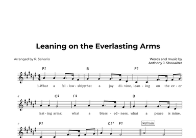 Leaning on the Everlasting Arms (Key of F-Sharp Major) (arr. R. Salvario)