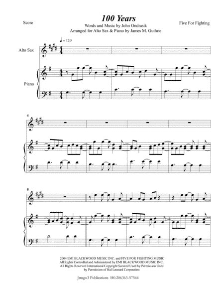 100 Years (arr. James M. Guthrie, ASCAP)