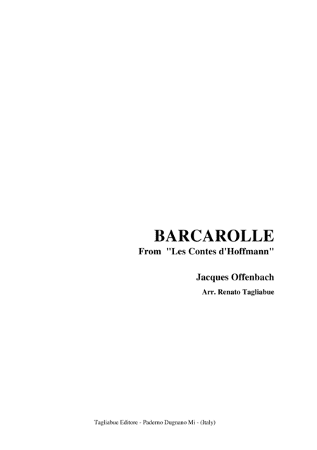 BARCAROLLE  - From  "Les Contes d'Hoffmann"   Arr. for Organ (arr. Renato Tagliabue)