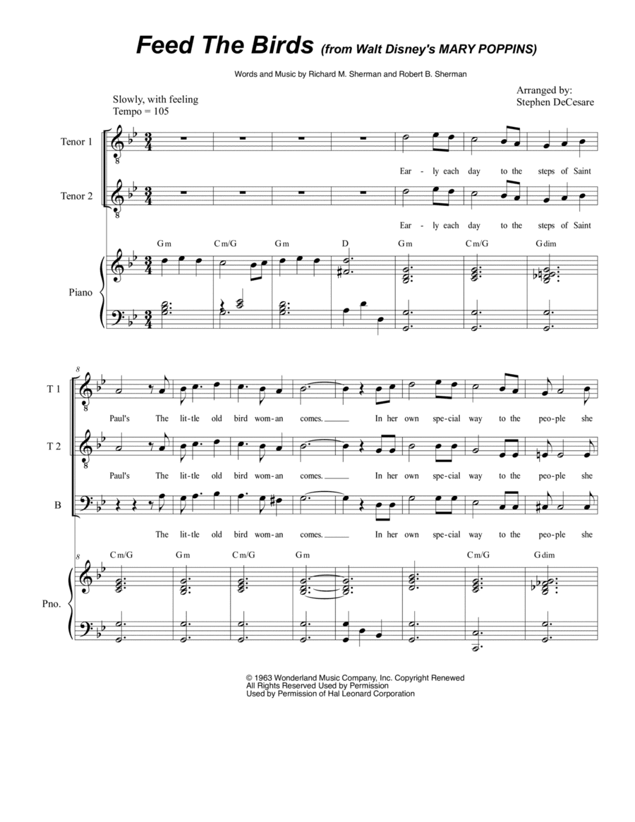Feed The Birds (tuppence A Bag) (arr. Stephen DeCesare)