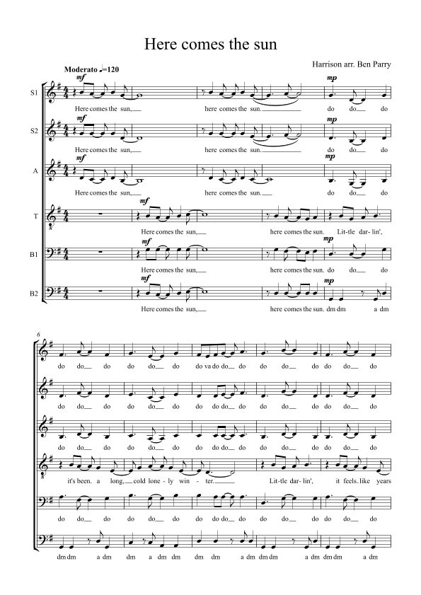 Here Comes The Sun (arr. Ben Parry)