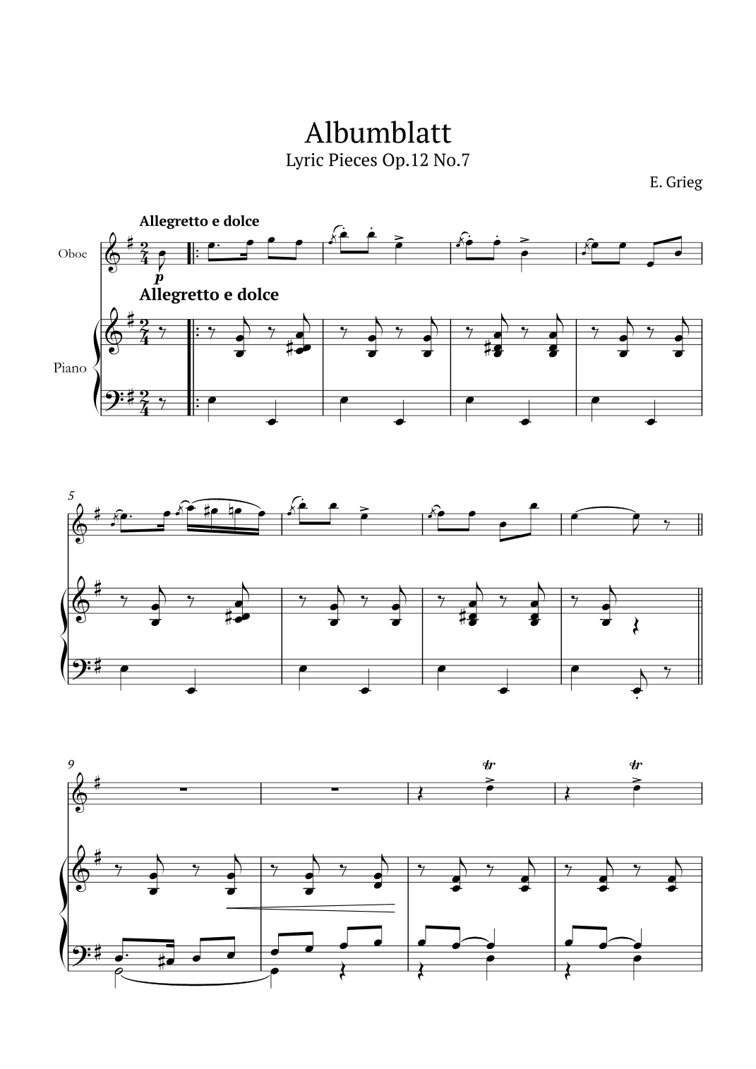 Lyric Pieces Op.12 No.7 (arr. André Nusa)