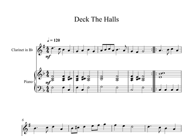 Deck The Halls (Clarinet + Piano) (arr. Digital Book Music)