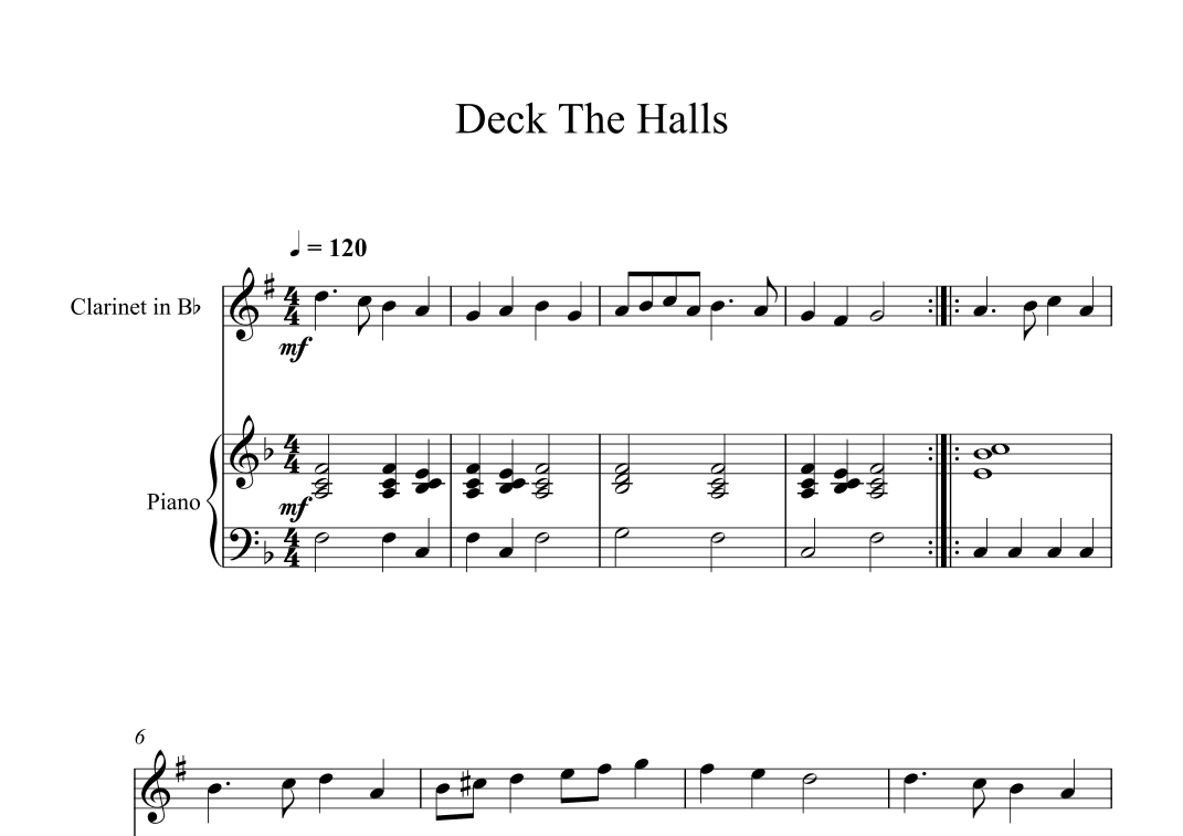 Deck The Halls (Clarinet + Piano) (arr. Digital Book Music)
