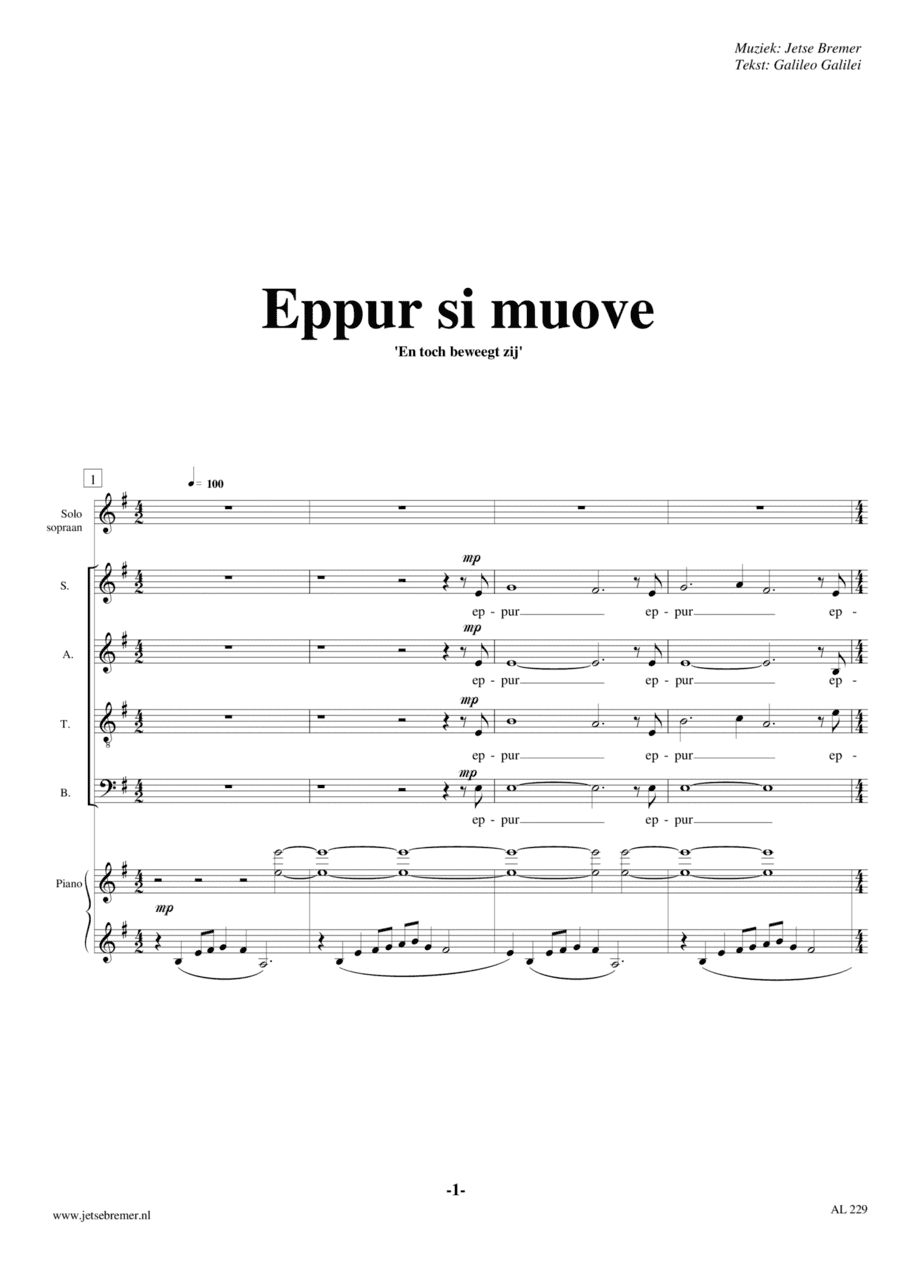 Eppur si muove SATB piano Soprano solo (and yet it moves)