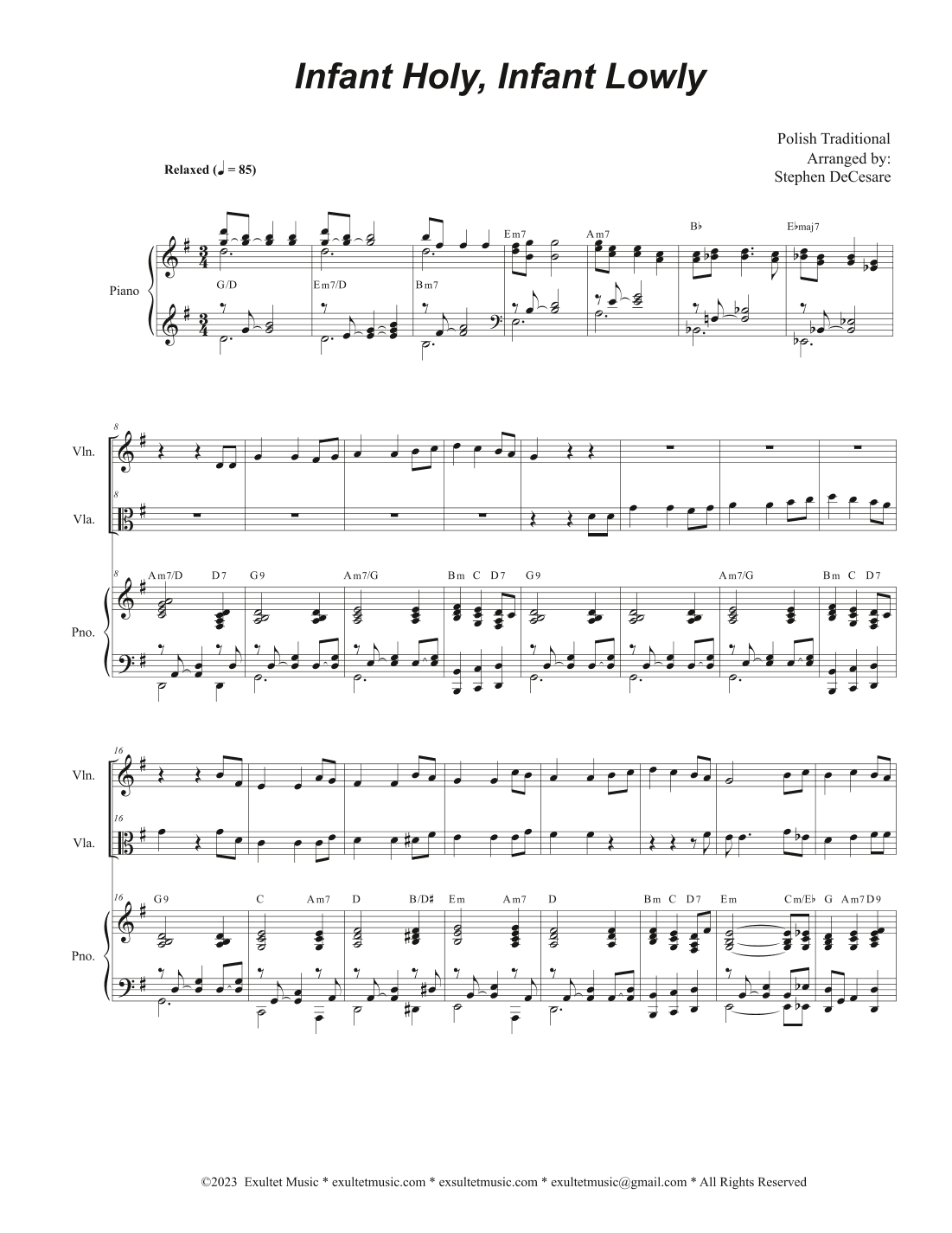 Infant Holy, Infant Lowly (Duet for Violin and Viola) (arr. Stephen DeCesare)