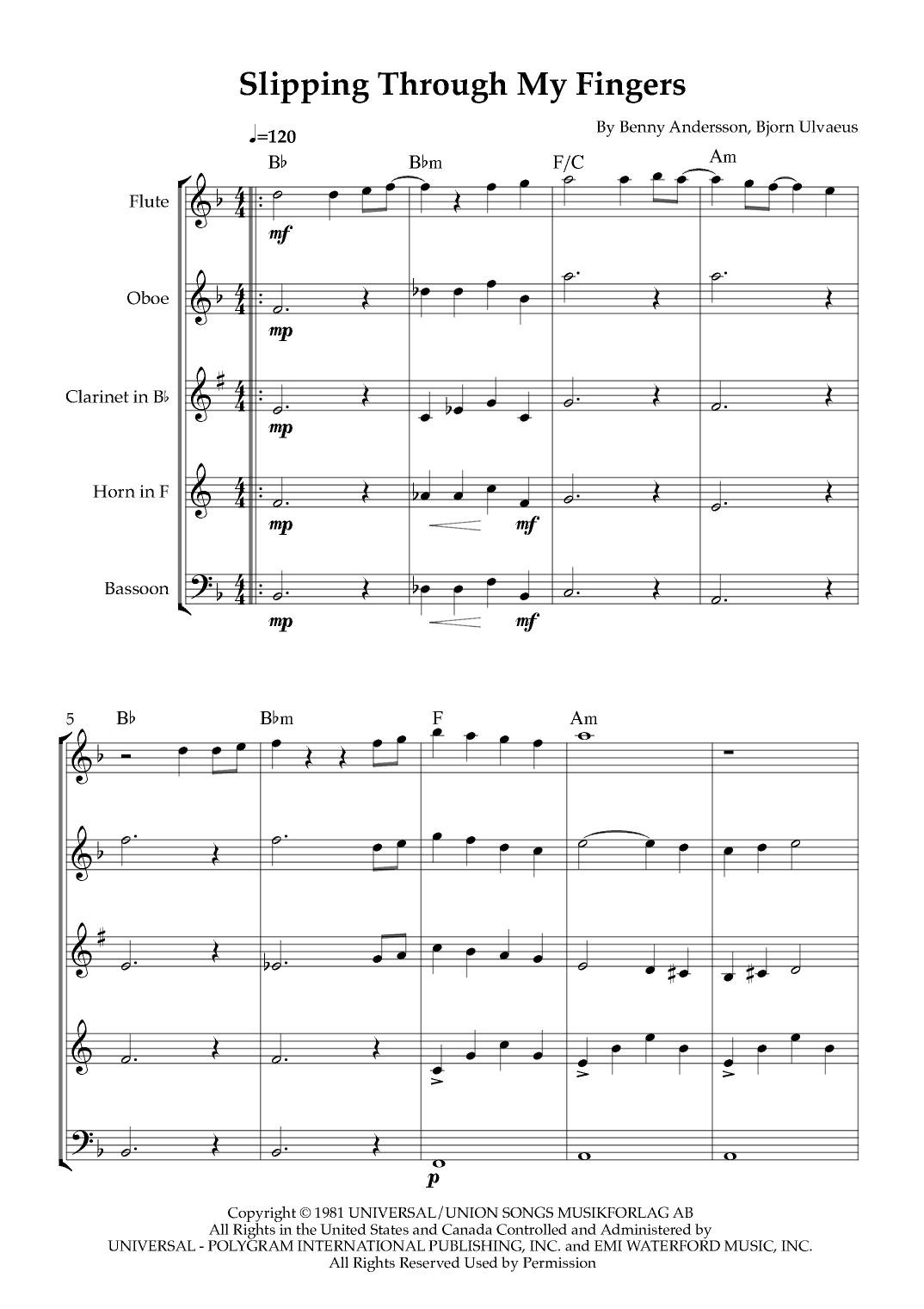 Slipping Through My Fingers (arr. Karen Gueiros)