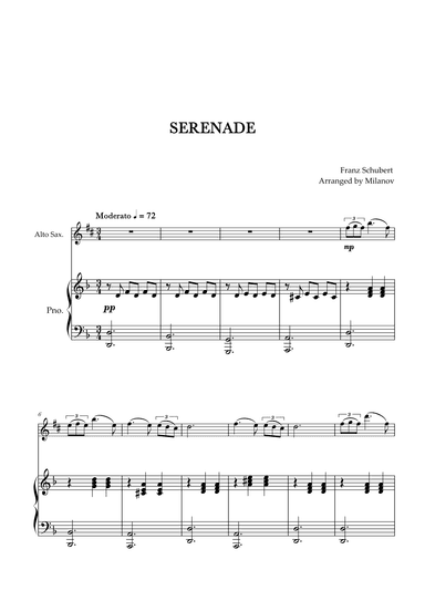 Serenade | Schubert | Alto Sax | Piano (arr. Milanov)