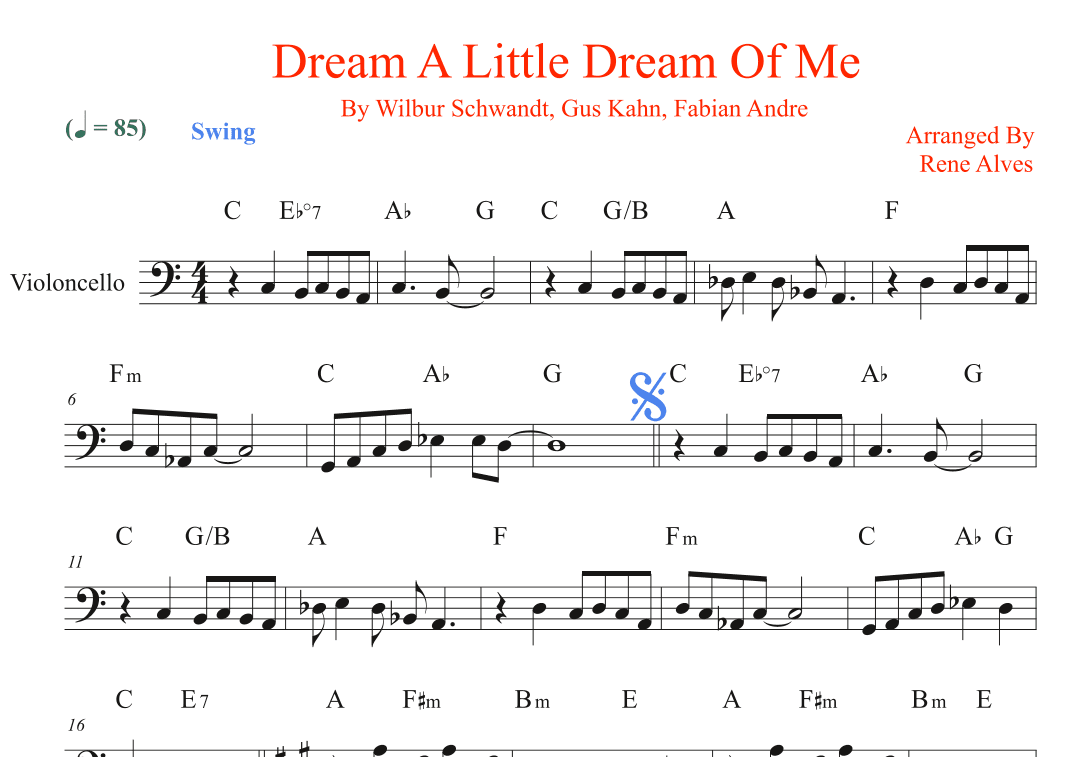 Dream A Little Dream Of Me (arr. Rene Alves)